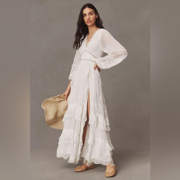 NWT Rococo Sand Mia Long-Sleeve Ruffled Maxi Dress - Picture 5 of 7